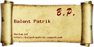 Balent Patrik névjegykártya