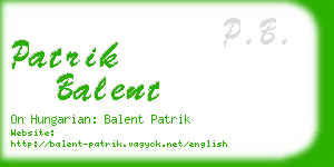 patrik balent business card